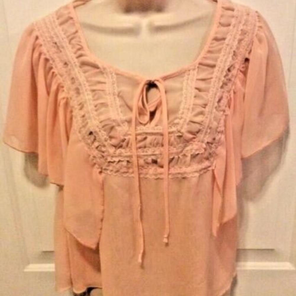 STREET FLOWERS PEACH CHIFFON BLOUSE